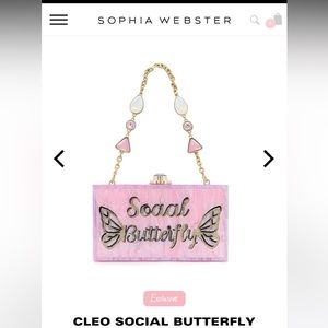 NIB!! Sophia Webster Cleo Social Butterfly Clutch Bag Acrylic Pearl Pink